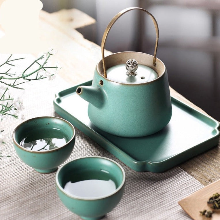Green Pottery Tea Set