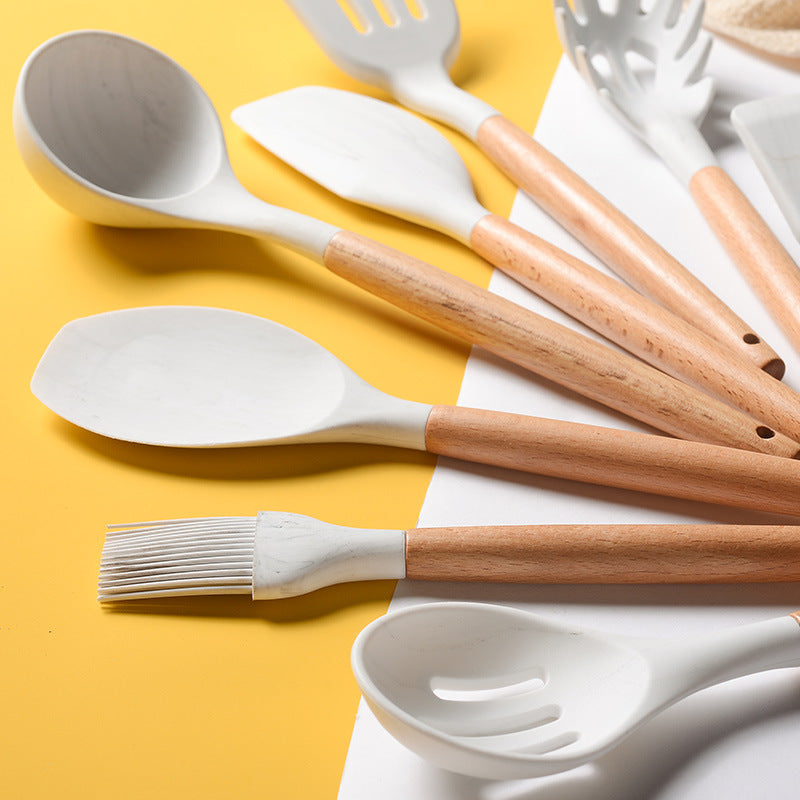 White Wooden Spatula Set