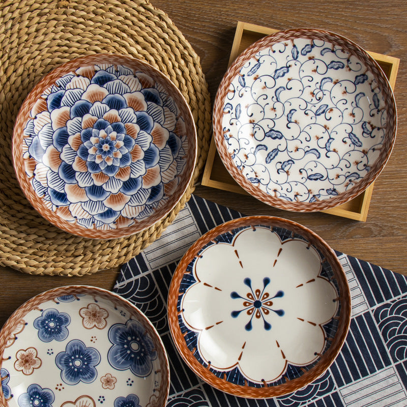 Flower Pattern Ceramic Deep Dish