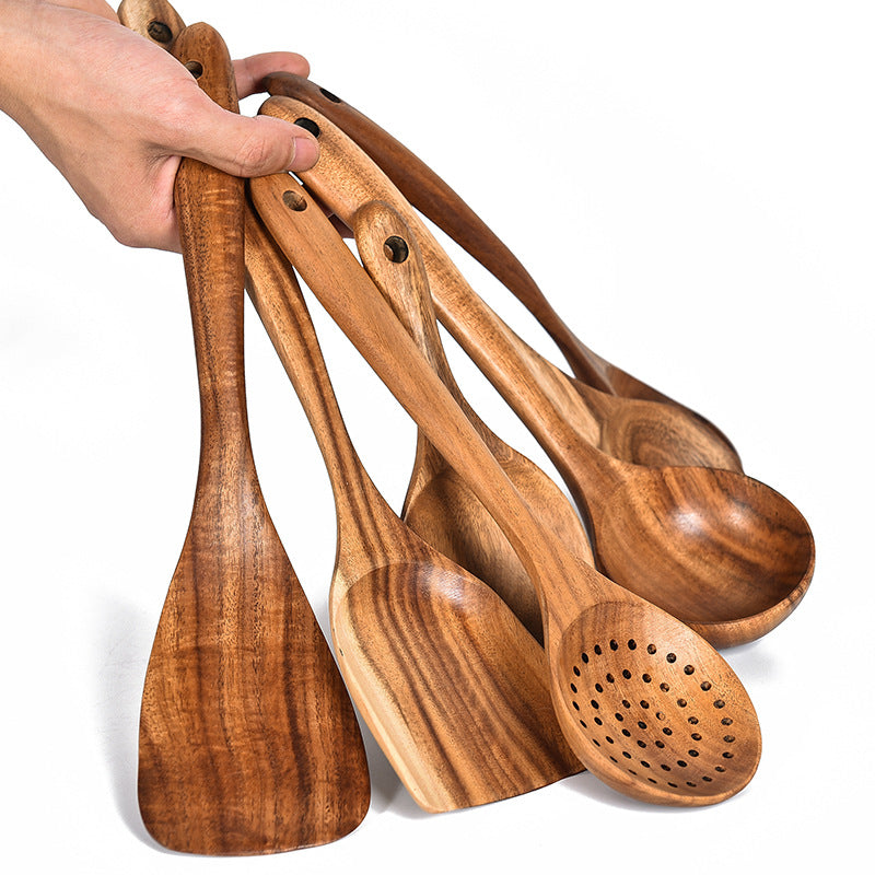 Natural Teak Wood Kitchen Spatula Set