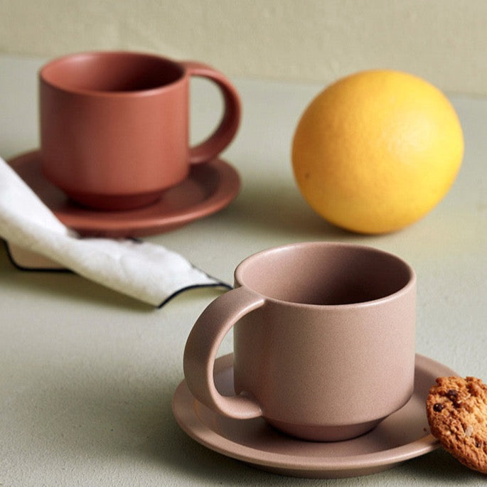 Velvet Ceramic Coffee Cup With Saucer