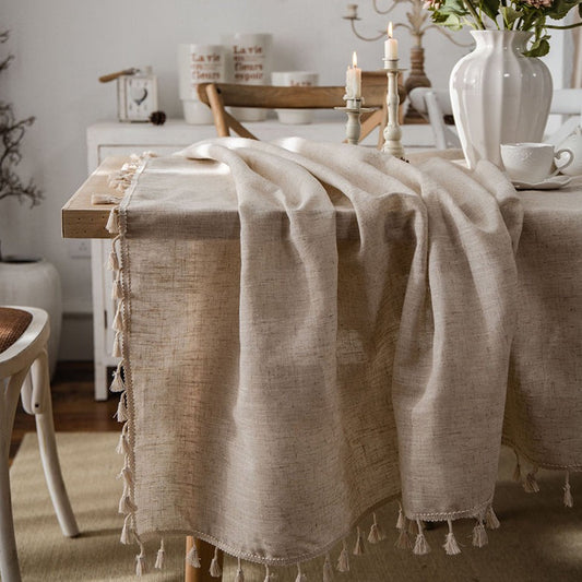 Beige Linen Tablecloth