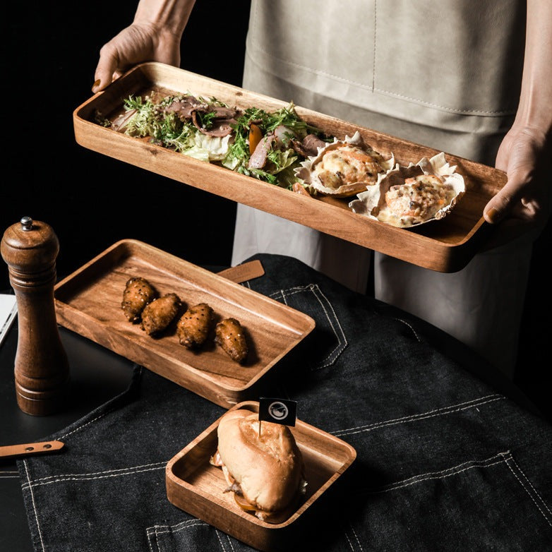 Rectangular Wooden Food Tray