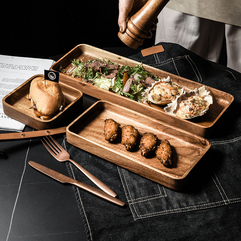 Rectangular Wooden Food Tray