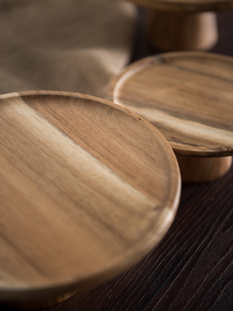 Solid Circular Wooden Tray