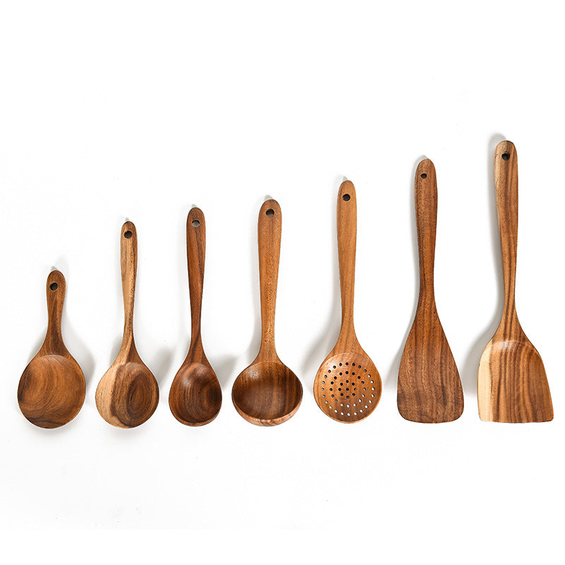 Natural Teak Wood Kitchen Spatula Set