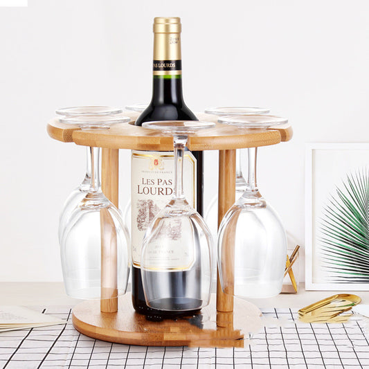 Elegant Bamboo & Wood Wine Glass Holder