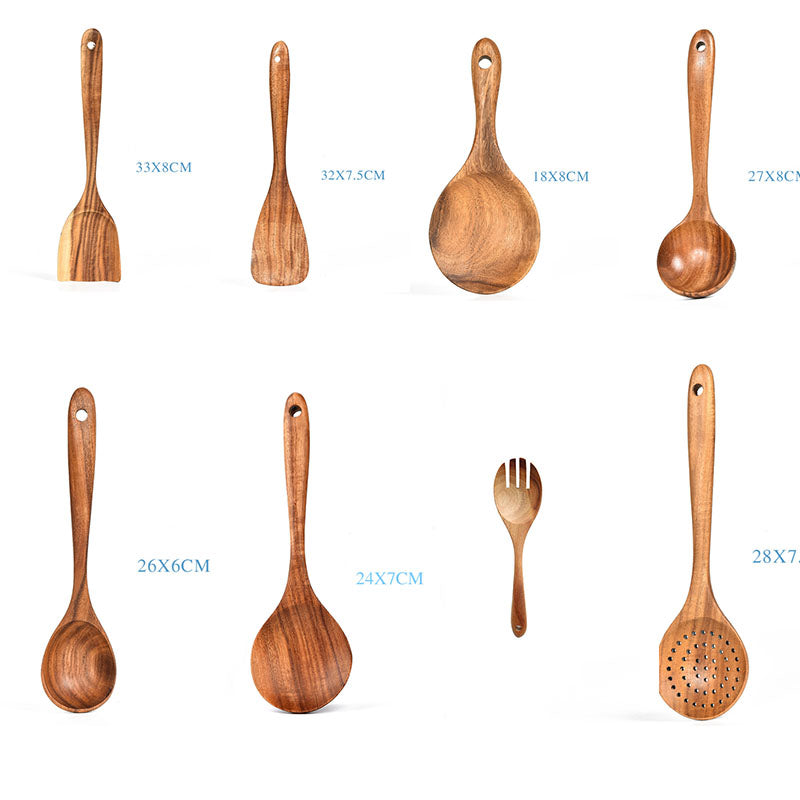 Natural Teak Wood Kitchen Spatula Set