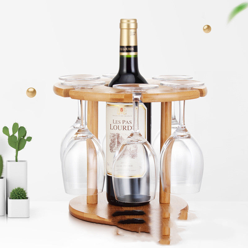 Elegant Bamboo & Wood Wine Glass Holder