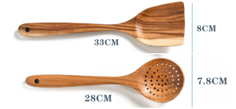 Natural Teak Wood Kitchen Spatula Set