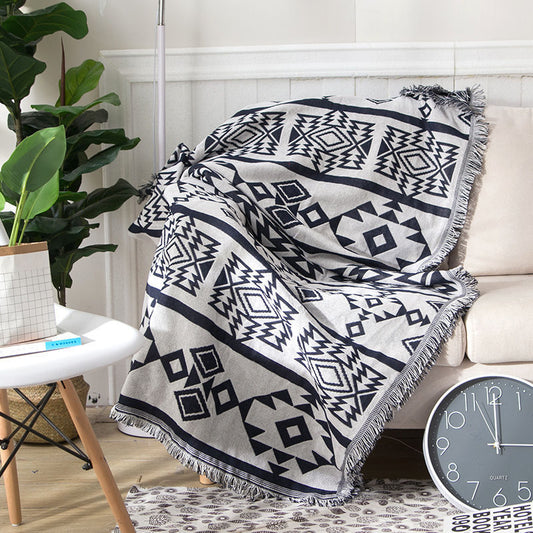 Geometric Cotton Throw Blanket