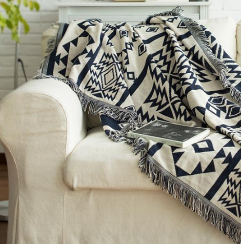 Geometric Cotton Throw Blanket