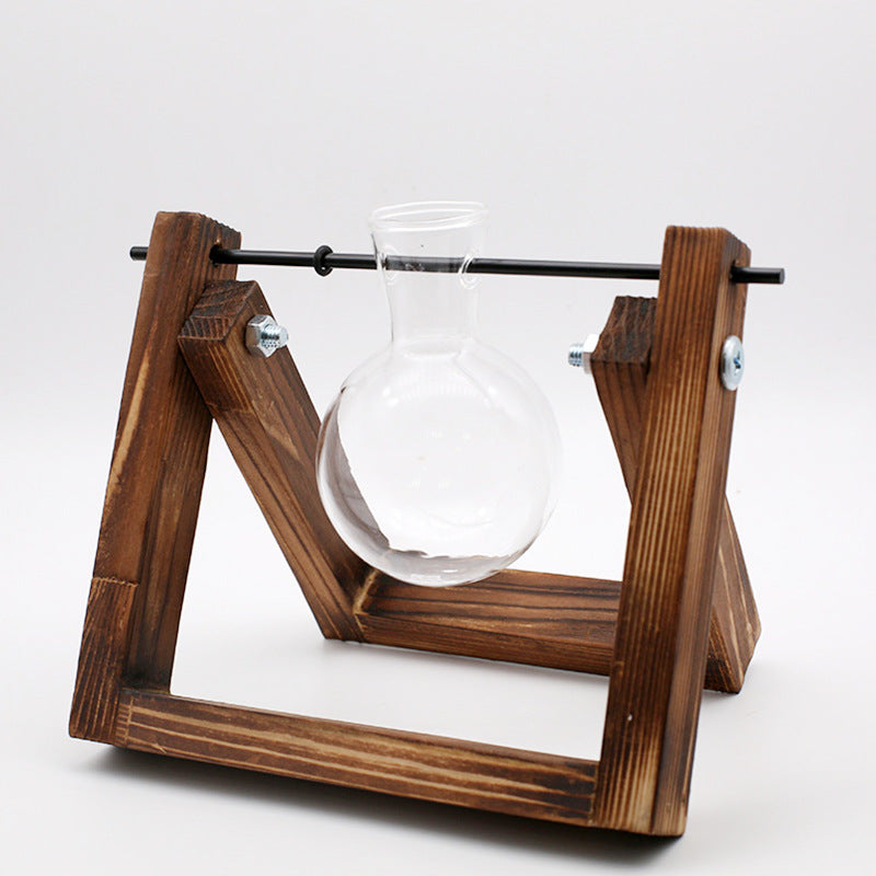 Glass Vase With Wooden Stand