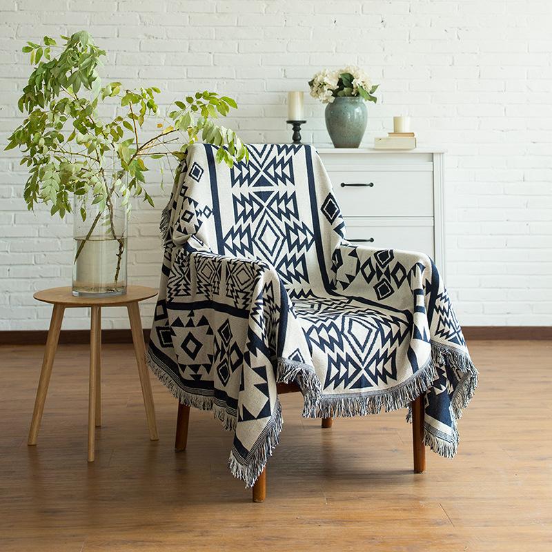 Geometric Cotton Throw Blanket