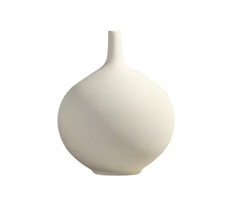 White Porcelain Round Flower Vase