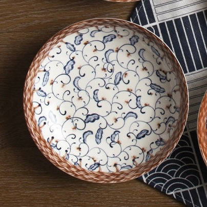 Flower Pattern Ceramic Deep Dish