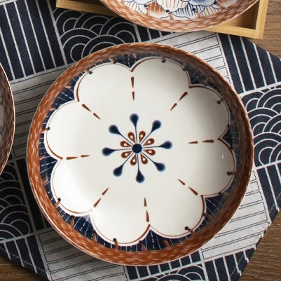 Flower Pattern Ceramic Deep Dish