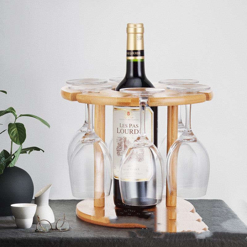 Elegant Bamboo & Wood Wine Glass Holder