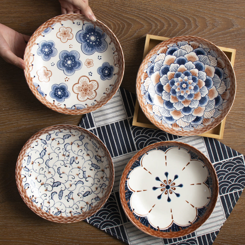 Flower Pattern Ceramic Deep Dish