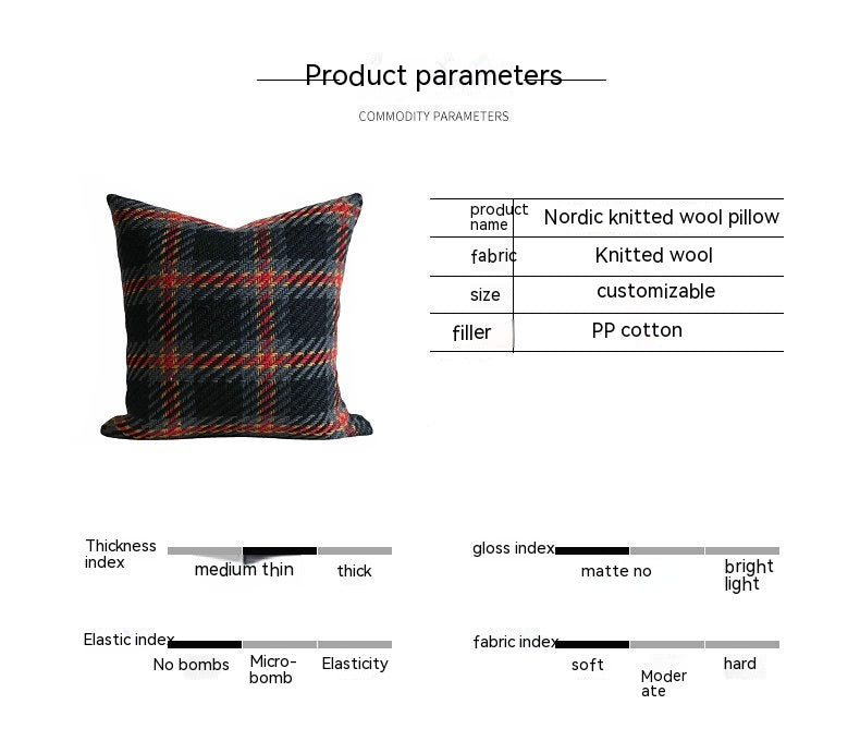 Plaid Wool Cushion Cover