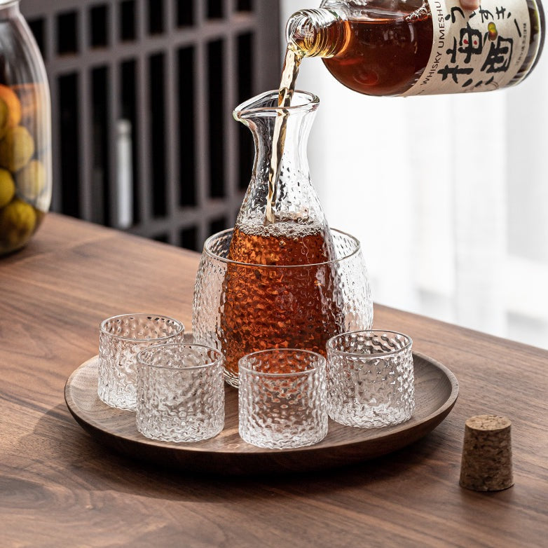 Pattern Glass Wine Warmer Set