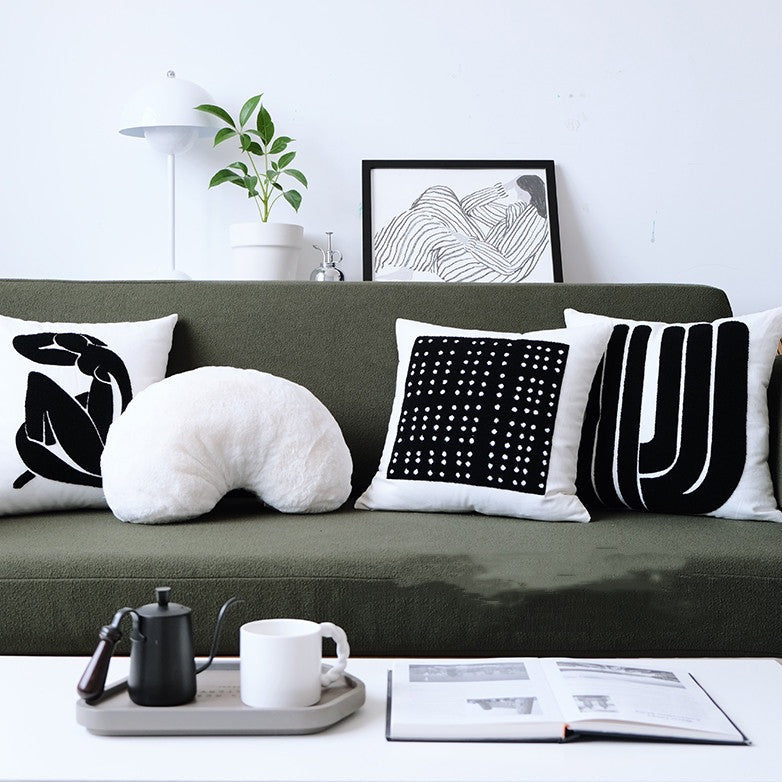 Geometric Black And White Cushion