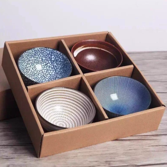 Japanese Style Porcelain Bowls (4-Set)