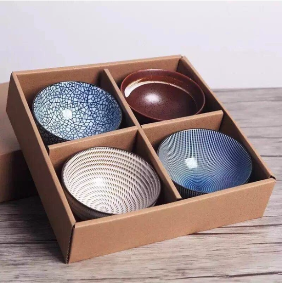 Japanese Style Porcelain Bowls (4-Set)