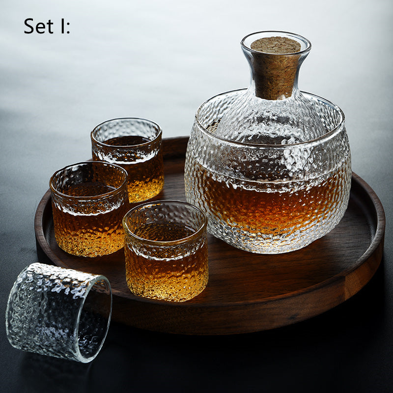 Pattern Glass Wine Warmer Set