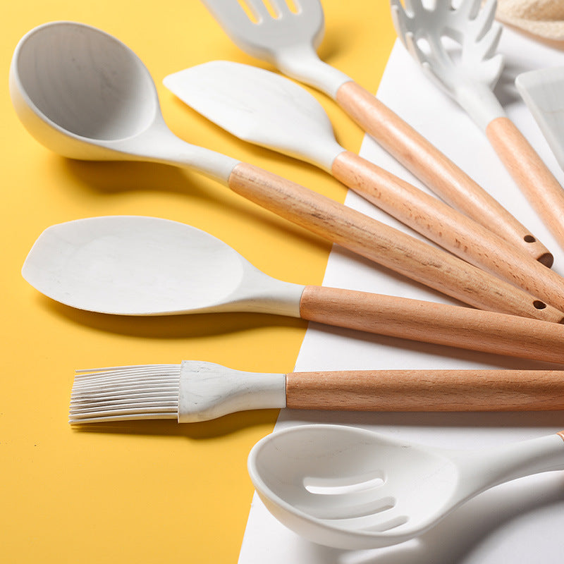 White Wooden Spatula Set