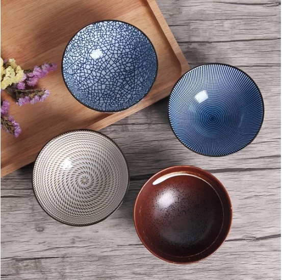 Japanese Style Porcelain Bowls (4-Set)