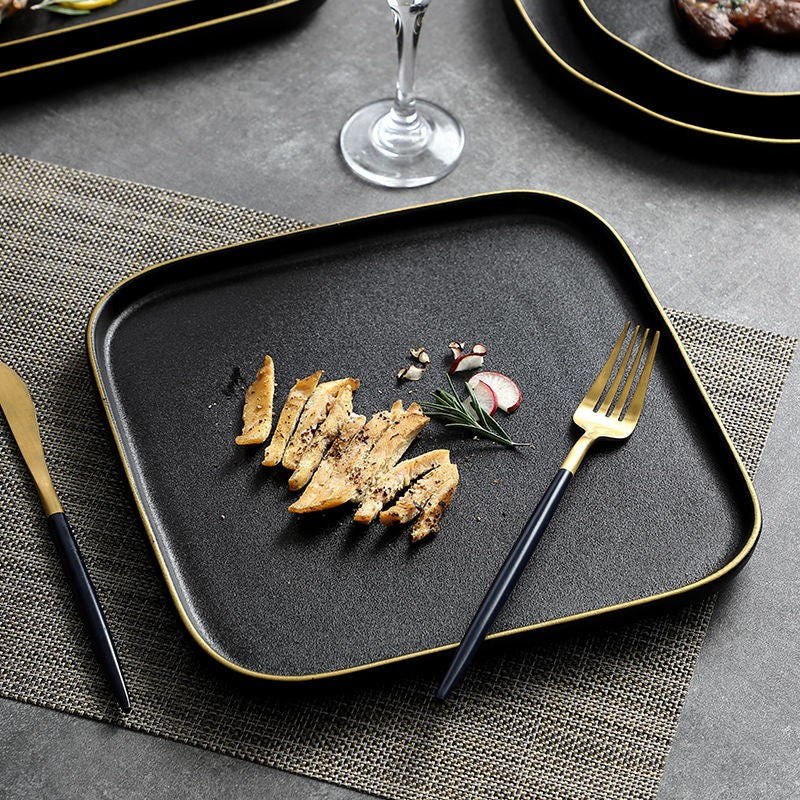 Black Frosted Ceramic Tray