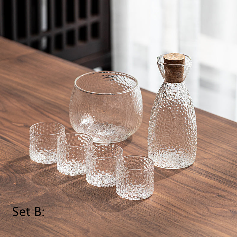 Pattern Glass Wine Warmer Set