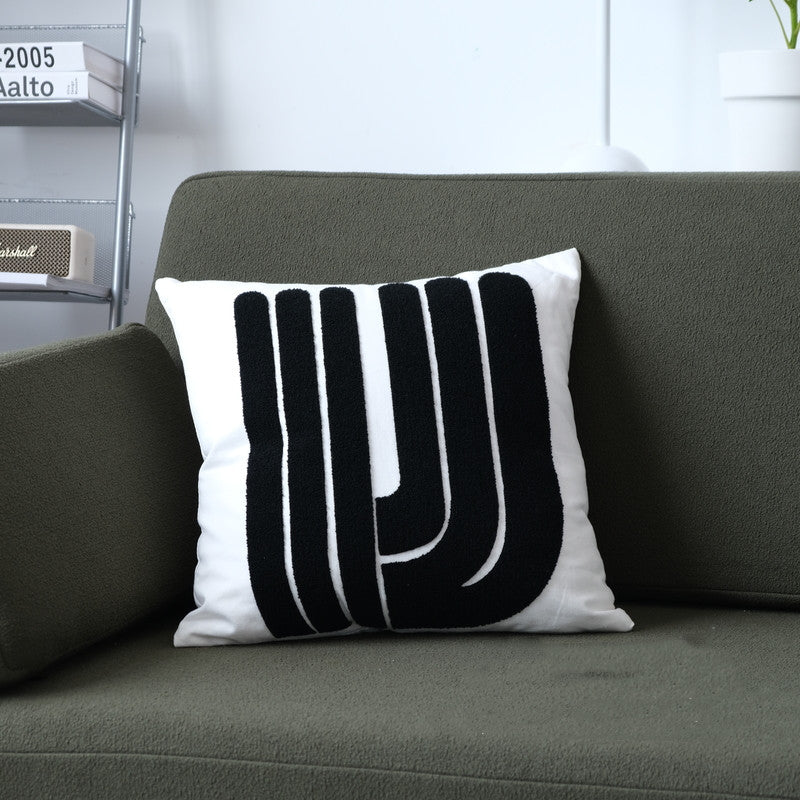 Geometric Black And White Cushion