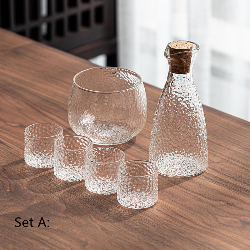 Pattern Glass Wine Warmer Set