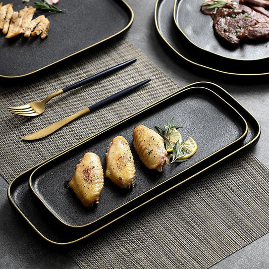 Black Frosted Ceramic Tray