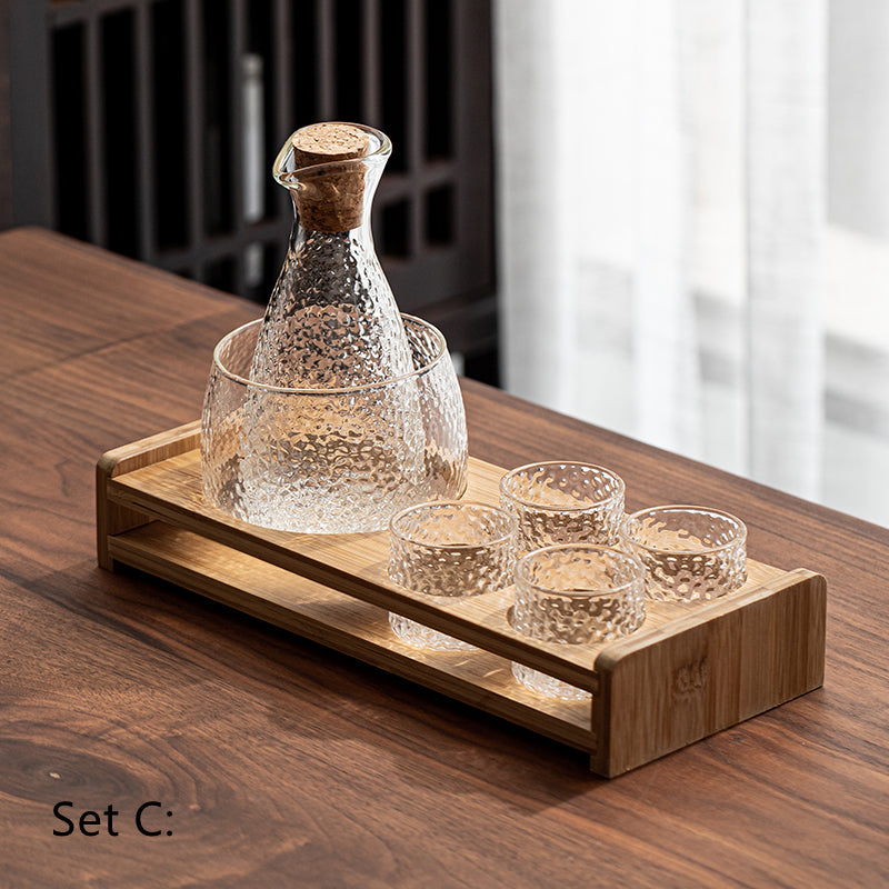 Pattern Glass Wine Warmer Set