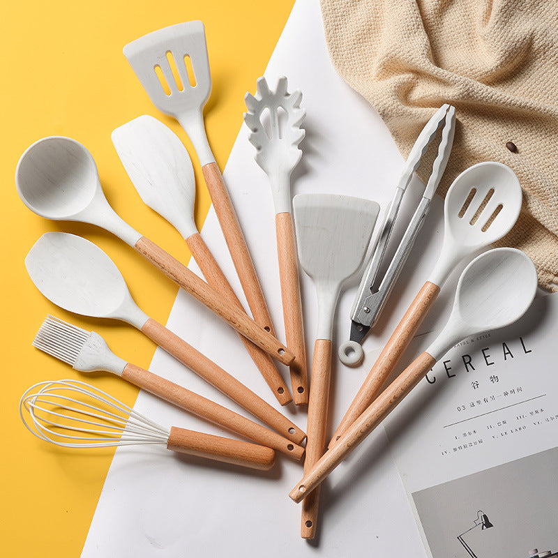 White Wooden Spatula Set